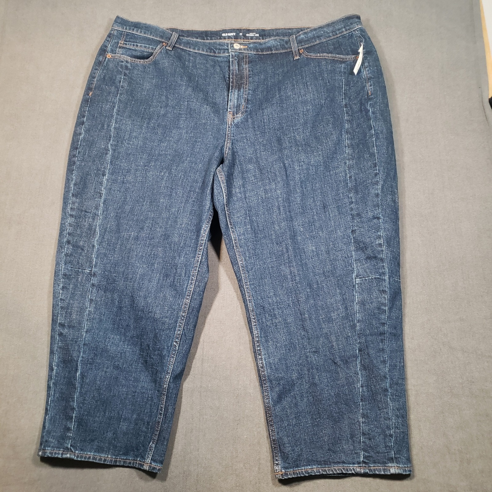 Old Navy Barrel Leg Jeans Womens 22 Dark Blue High Rise Baggy Nwt